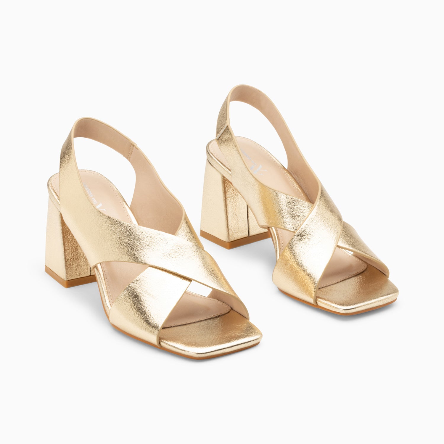 Sandales Lauren or à brides croisées et talon haut