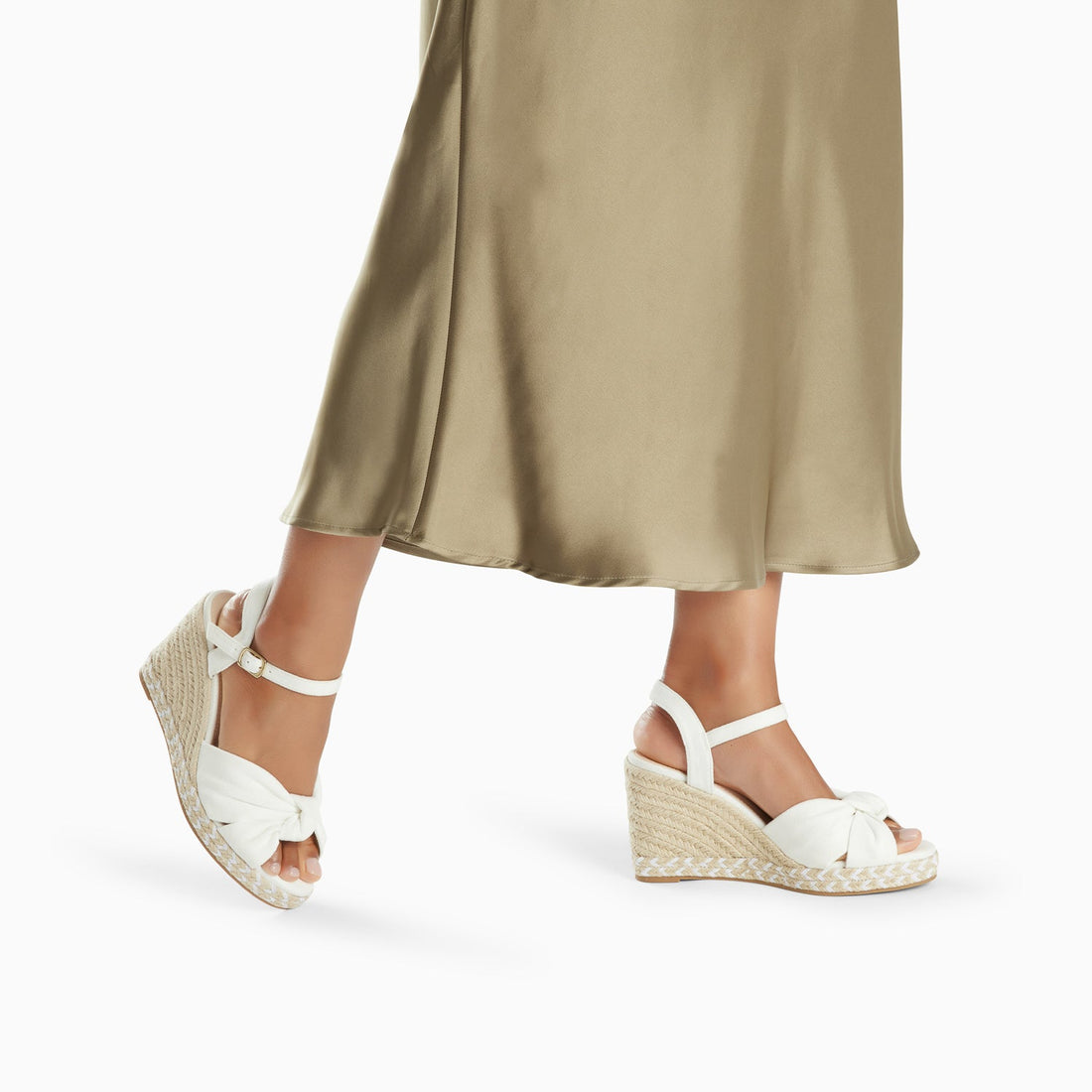 Sandales compensées nouées Georgina blanches