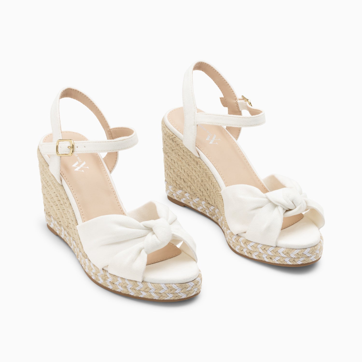 Sandales compensées nouées Georgina blanches
