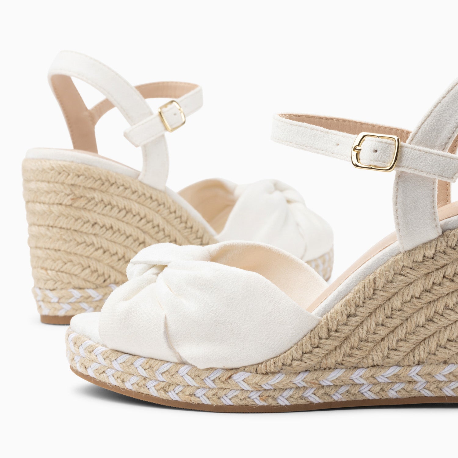 Sandales compensées nouées Georgina blanches