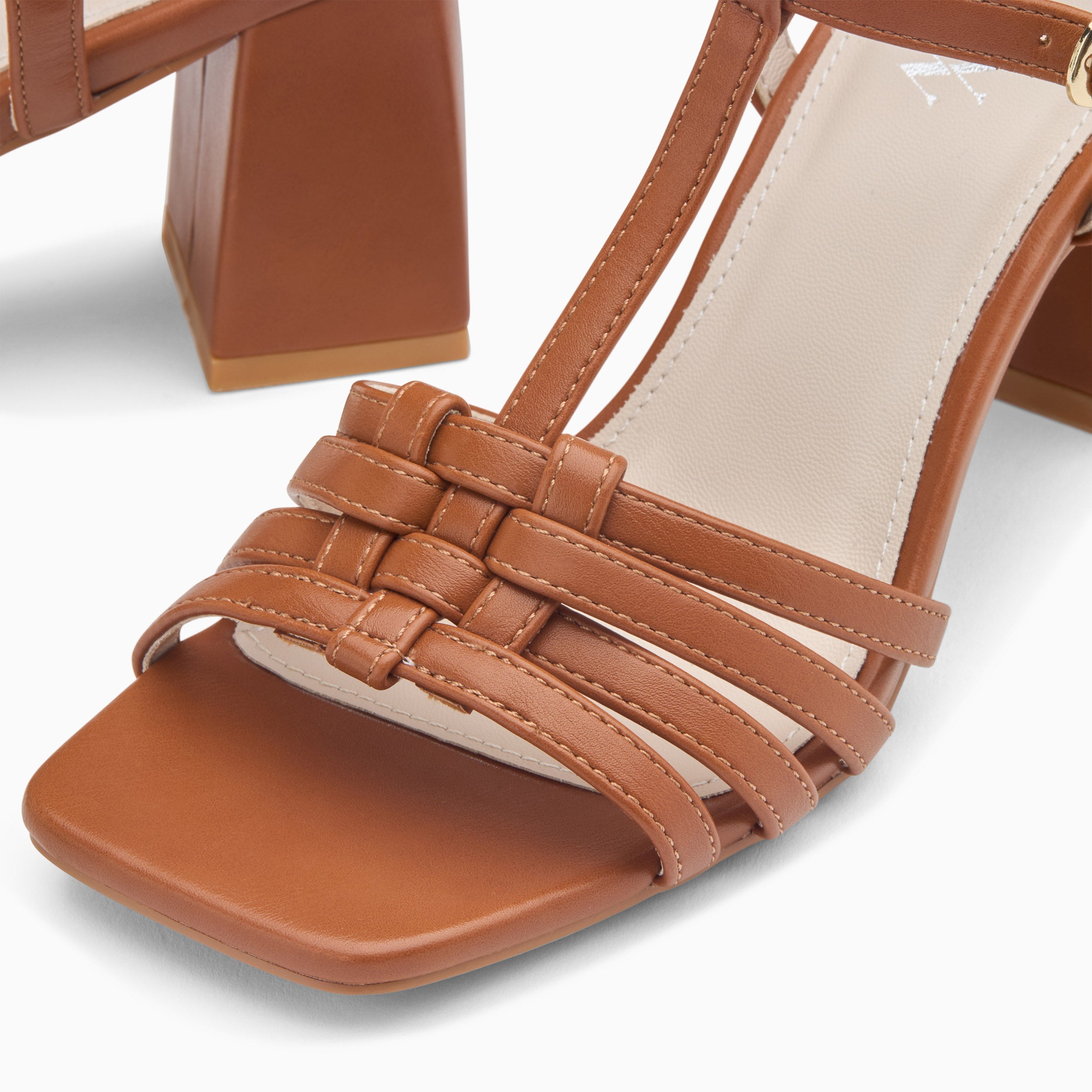 Sandales Alex multibrides camel à talon haut