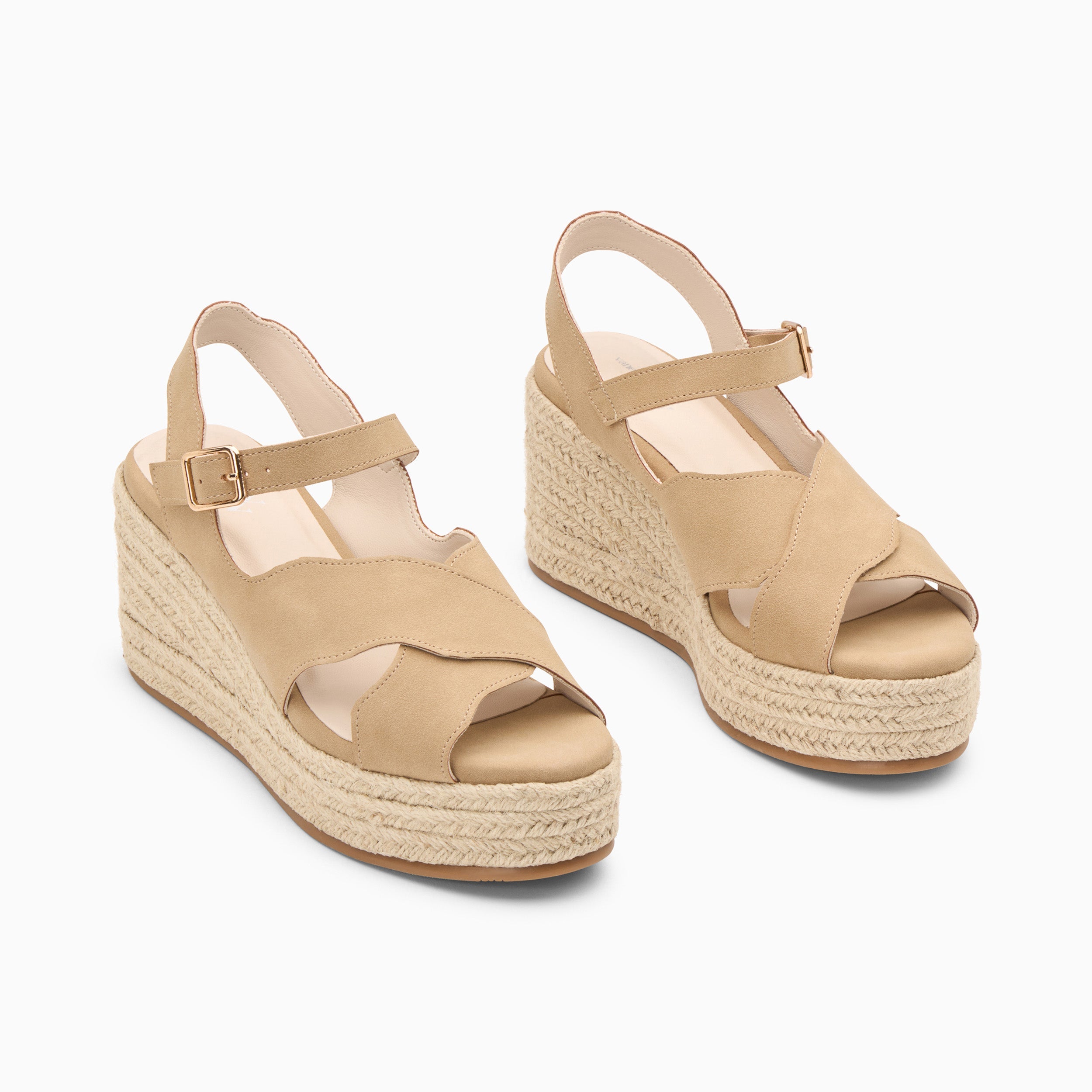 Sandales compensées Théoline beiges