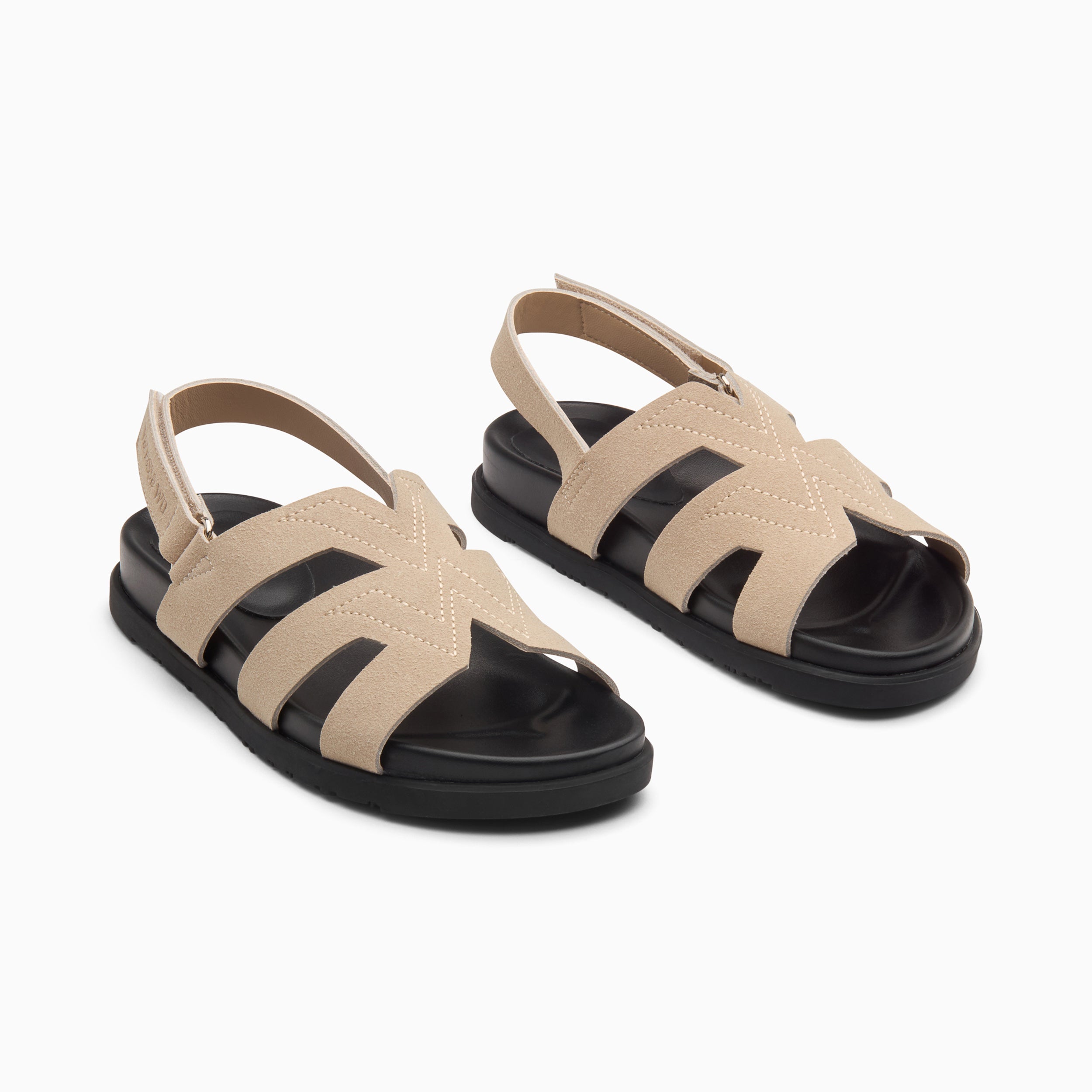 Sandales plates monogramme Sally beiges