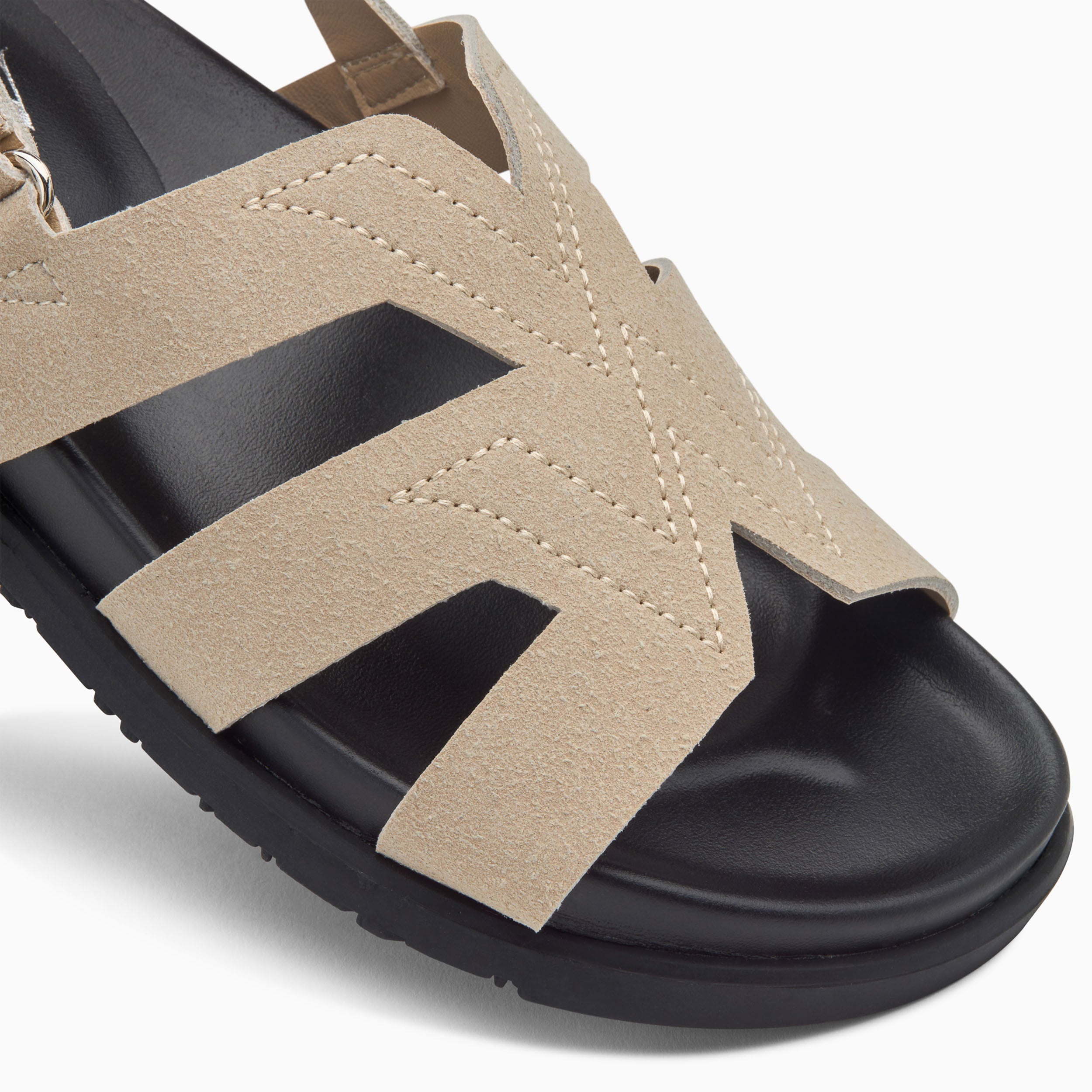 Sandales plates monogramme Sally beiges