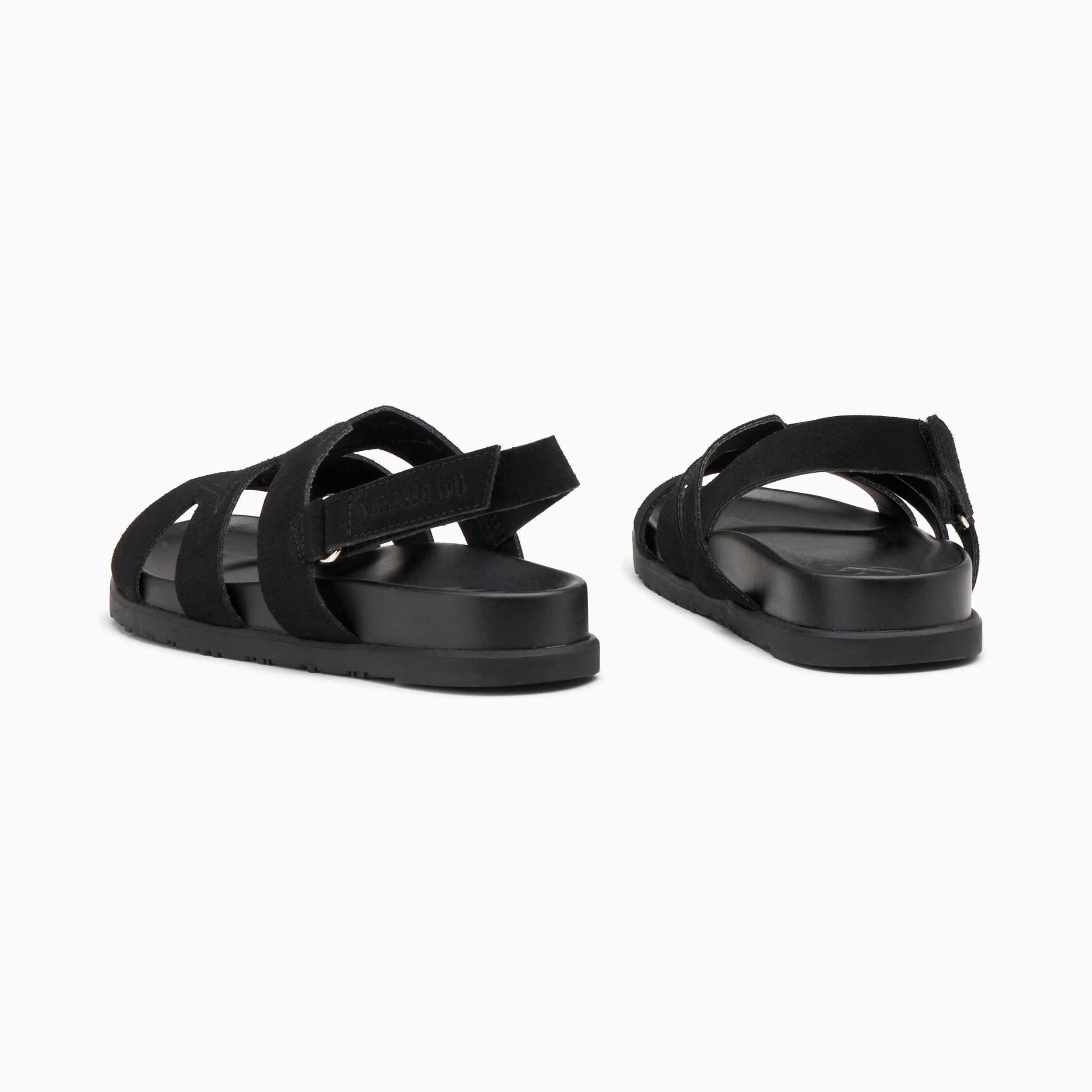 Sandales plates monogramme Sally noires