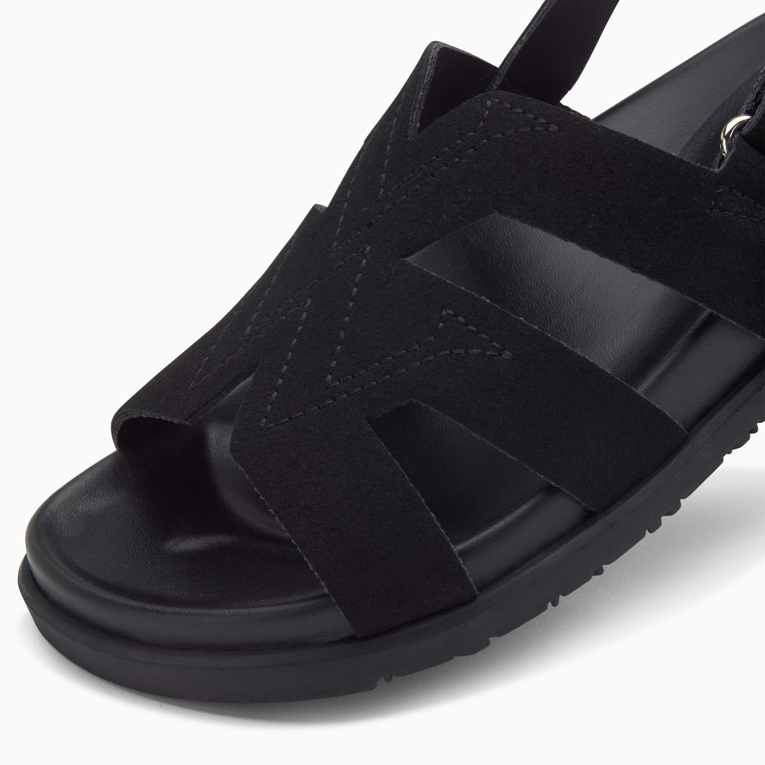 Sandales plates monogramme Sally noires