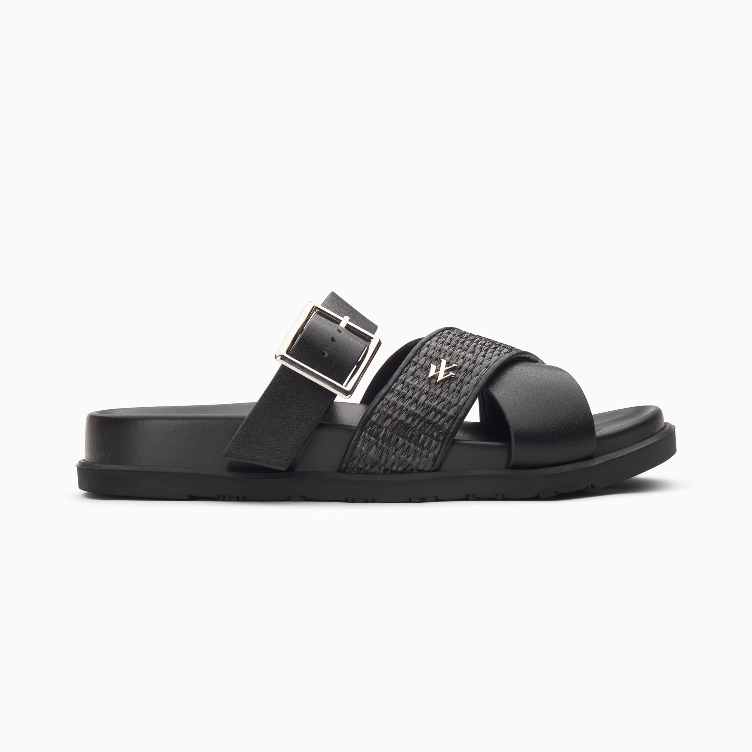 Mules plates Sandy noires à larges brides