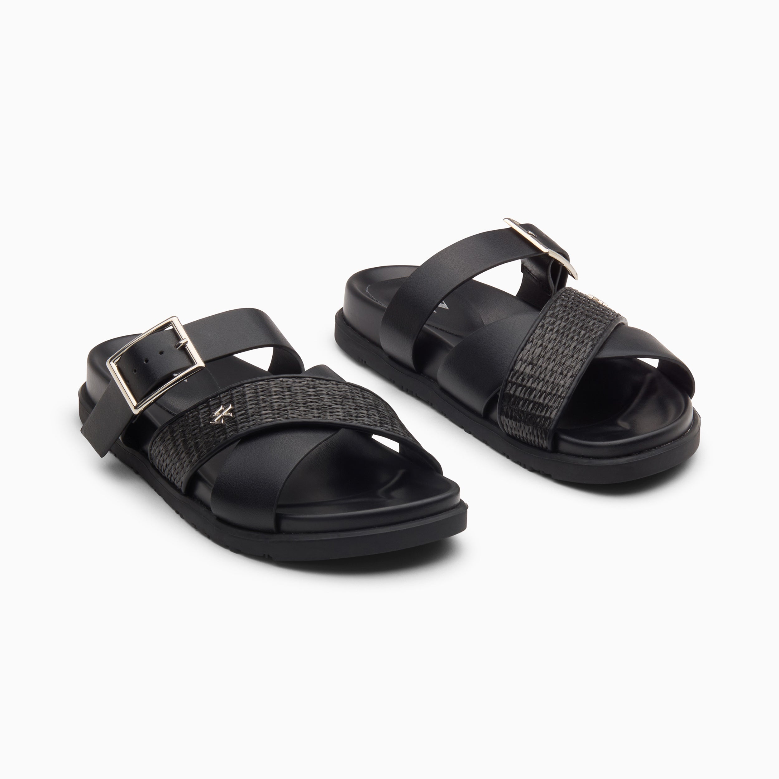 Mules plates Sandy noires à larges brides