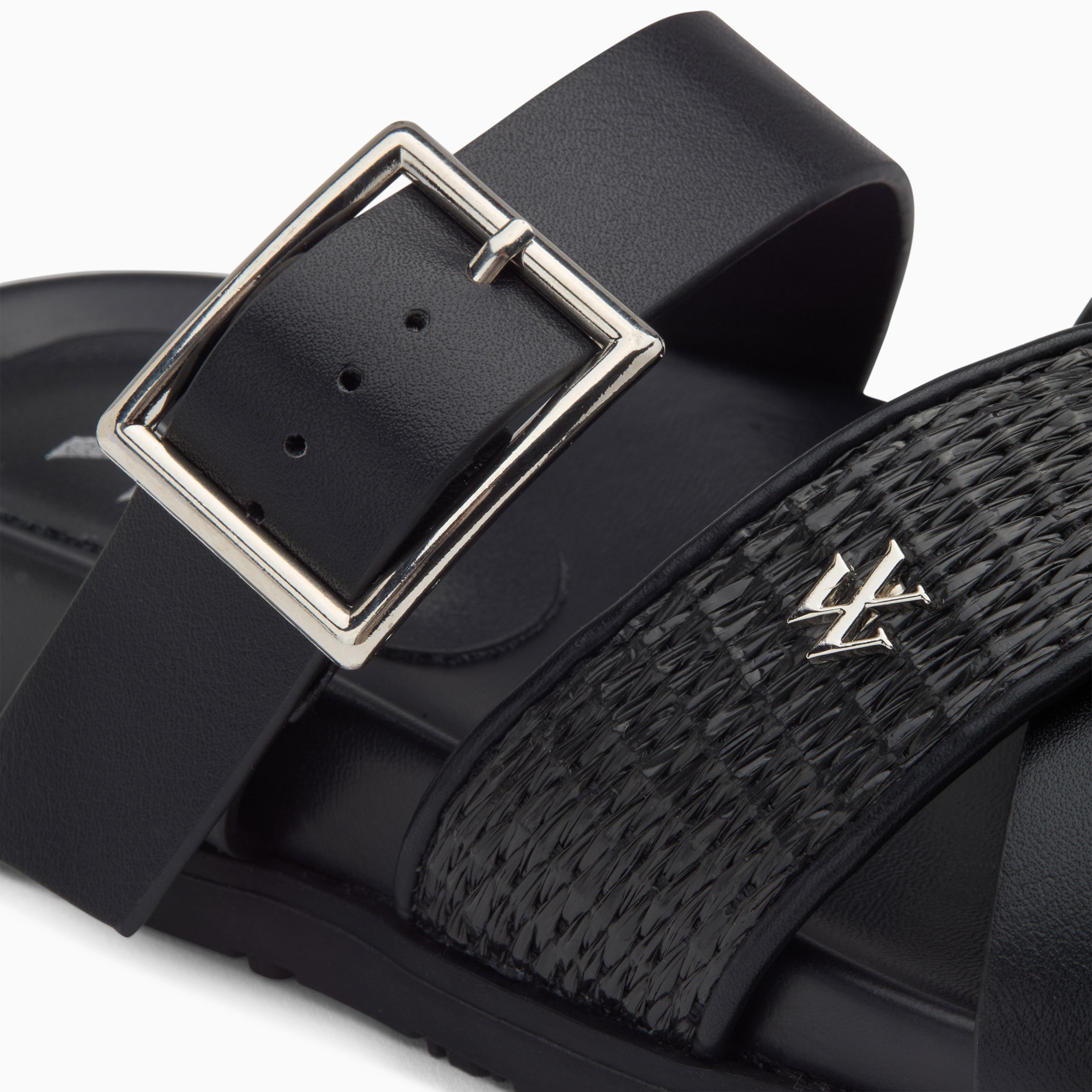 Mules plates Sandy noires à larges brides