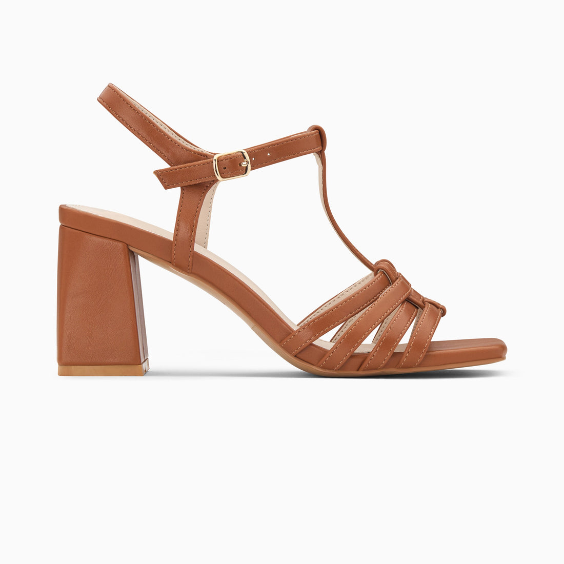 Sandales Alex multibrides camel à talon haut