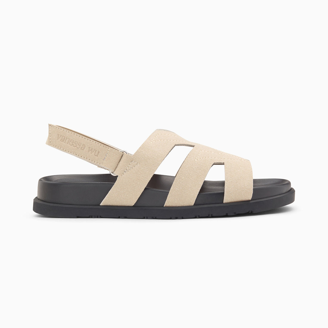 Sandales plates monogramme Sally beiges