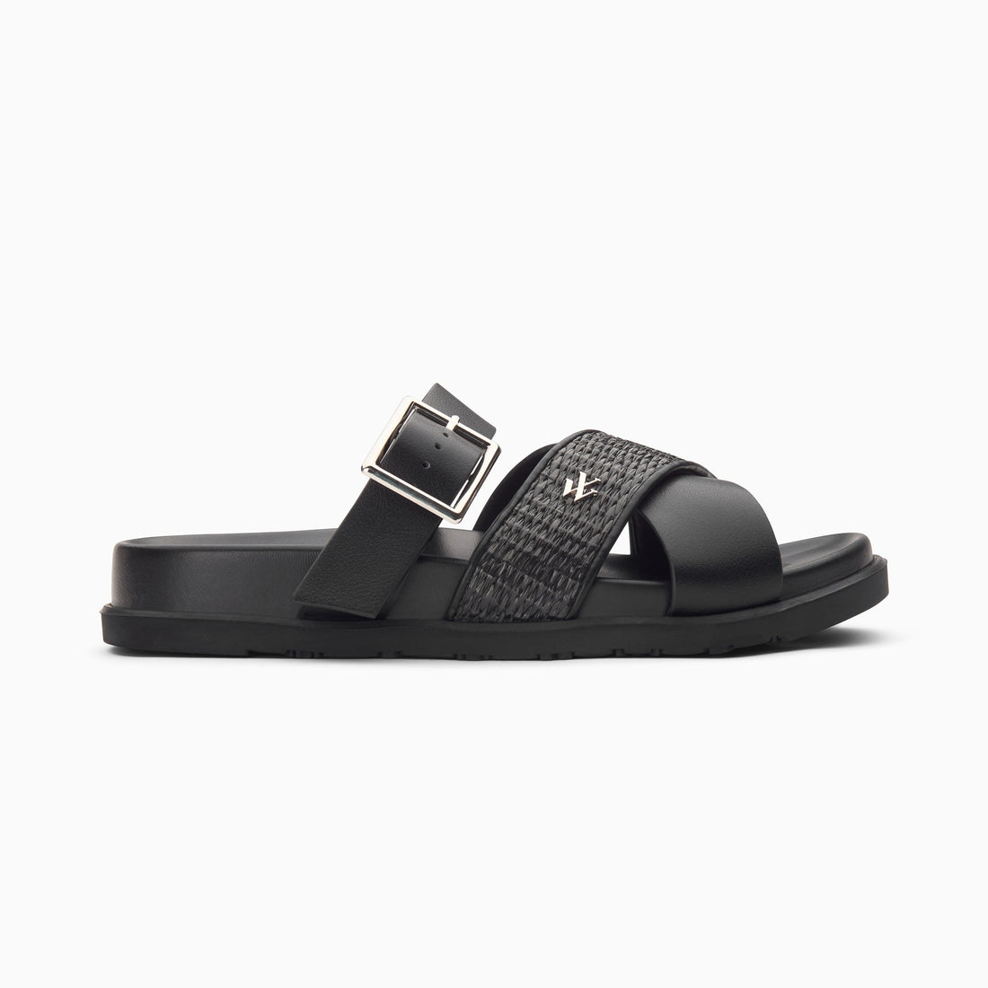 Mules plates Sandy noires à larges brides