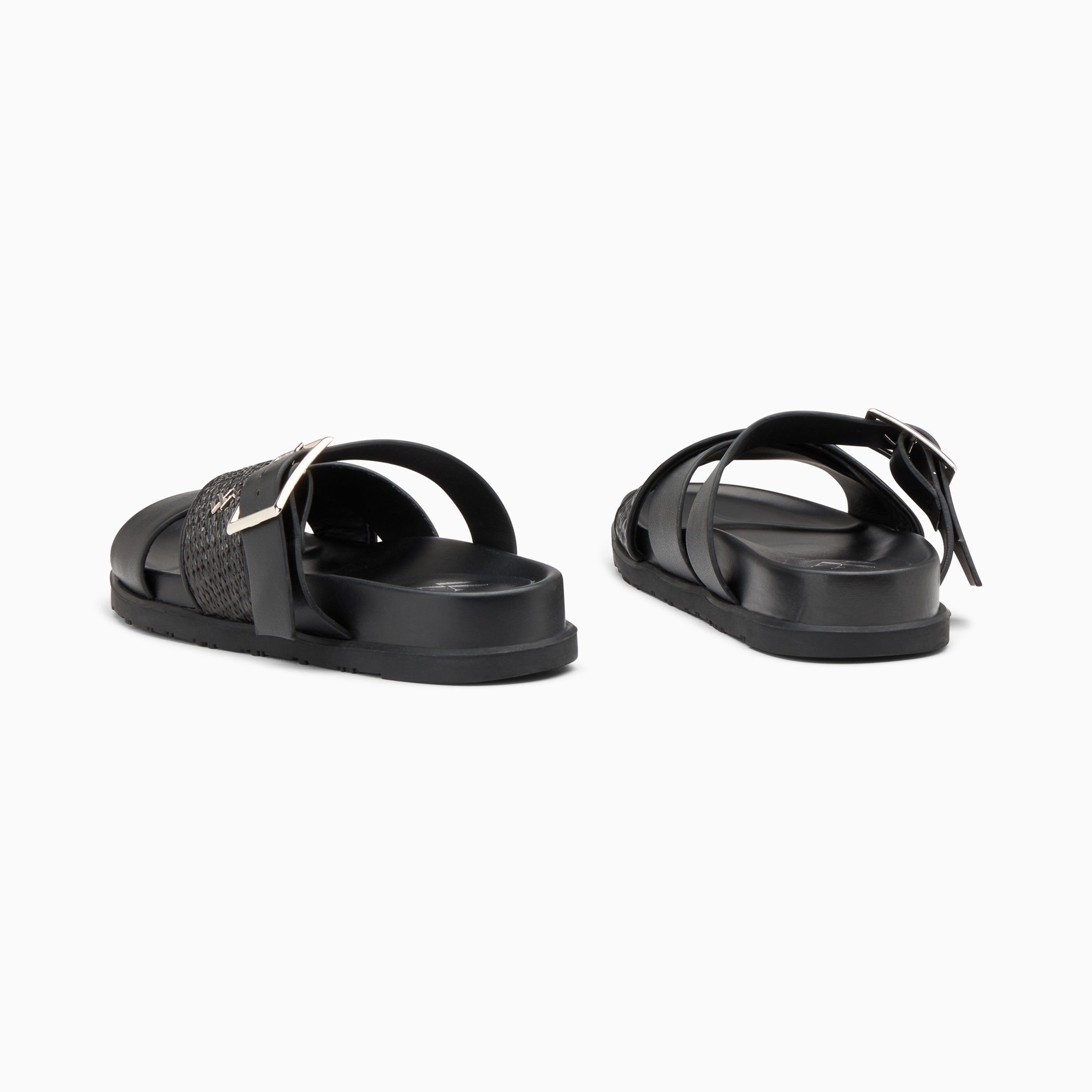 Mules plates Sandy noires à larges brides